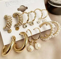 Fashion Earrings for Women Girls 6 Pairs Drop Dangle Ear Rings Statement Stud Earrings Pearl Earrings Set for Party