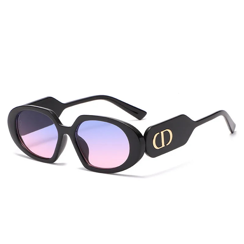 Hot Selling Luxury Retro Small Frame Irregular Women Eyewear PC Oval Man Sunglasses