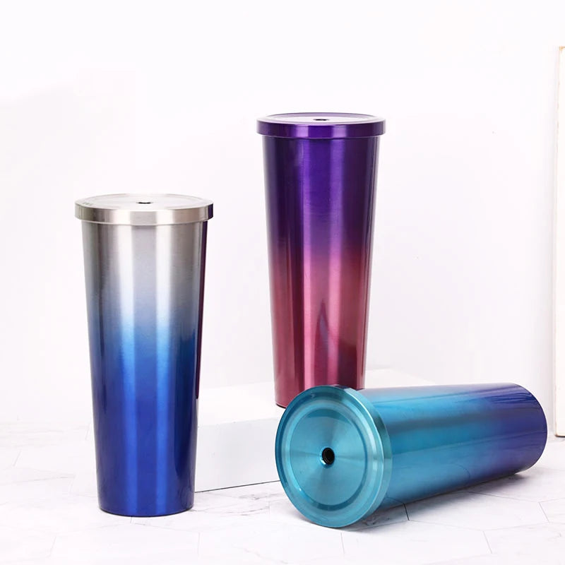 750ml double wall stainless steel tumbler with straw vacuum insulated custom coffee mug best selling product 2025