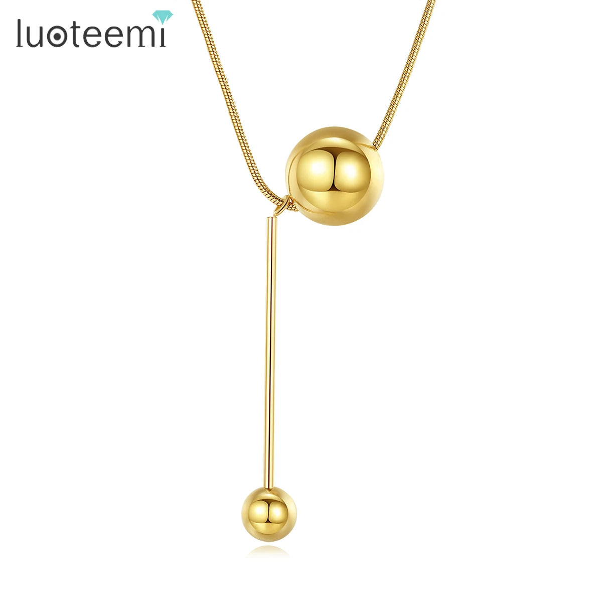 SP-LAM Woman Bead Simple Statement Fashionable Charm Gold Chain Dainty Stainless Steel Necklace