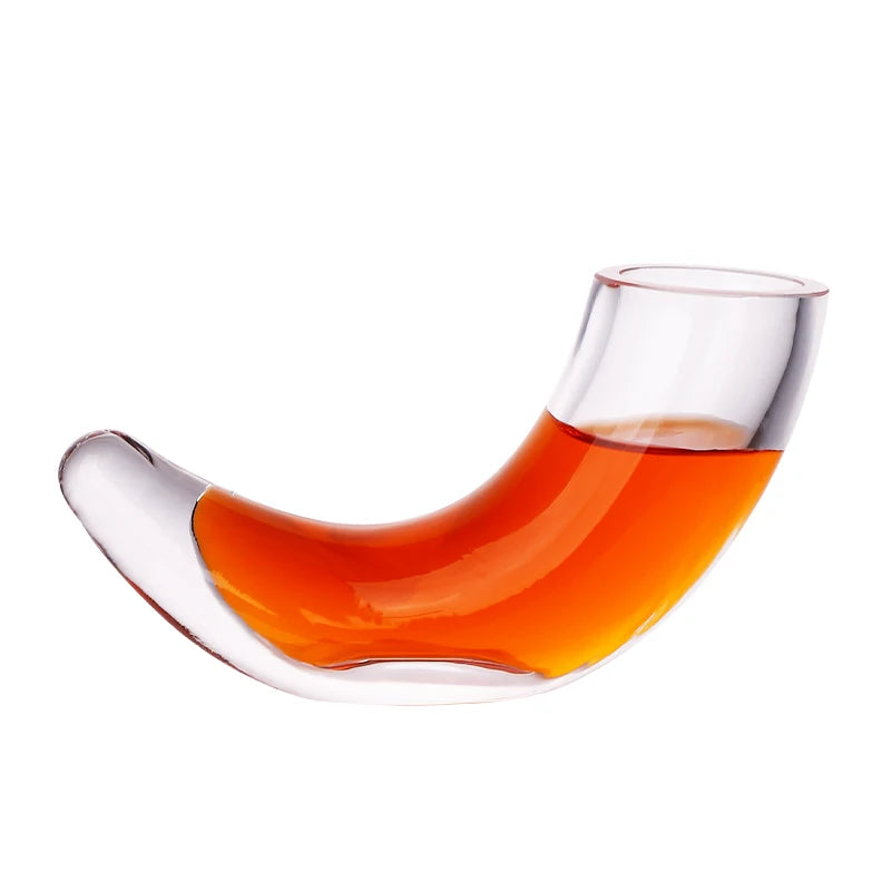 Custom Unique Ox Horn Shape Premium Bar Glassware Whiskey Glass Cup Mini Liquor Shot Glass Cocktail Glass for Party