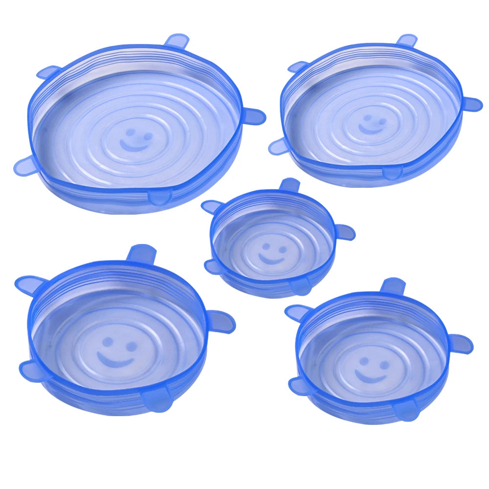 6 Pack Reusable Durable Expandable Lids Silicone Stretch Lids
