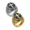 DINGCHAO Gothic Cross Ring Waterproof Stainless Steel Fine Ring with Black Gold Silver Plating Fashionable