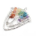 Fashion Pendants Natural Stone 7 Chakra Tree of Life Shield Crystal Gravel Healing Pendant Necklace Gemstone Jewelry
