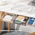 Under Table Desk Self Adhesive Drawers Hidden Storage Organizer Tray