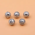 925 Sterling Silver Engrave Sun Star Moon Round Charm Beads for Bracelet Necklace Making Wholesale