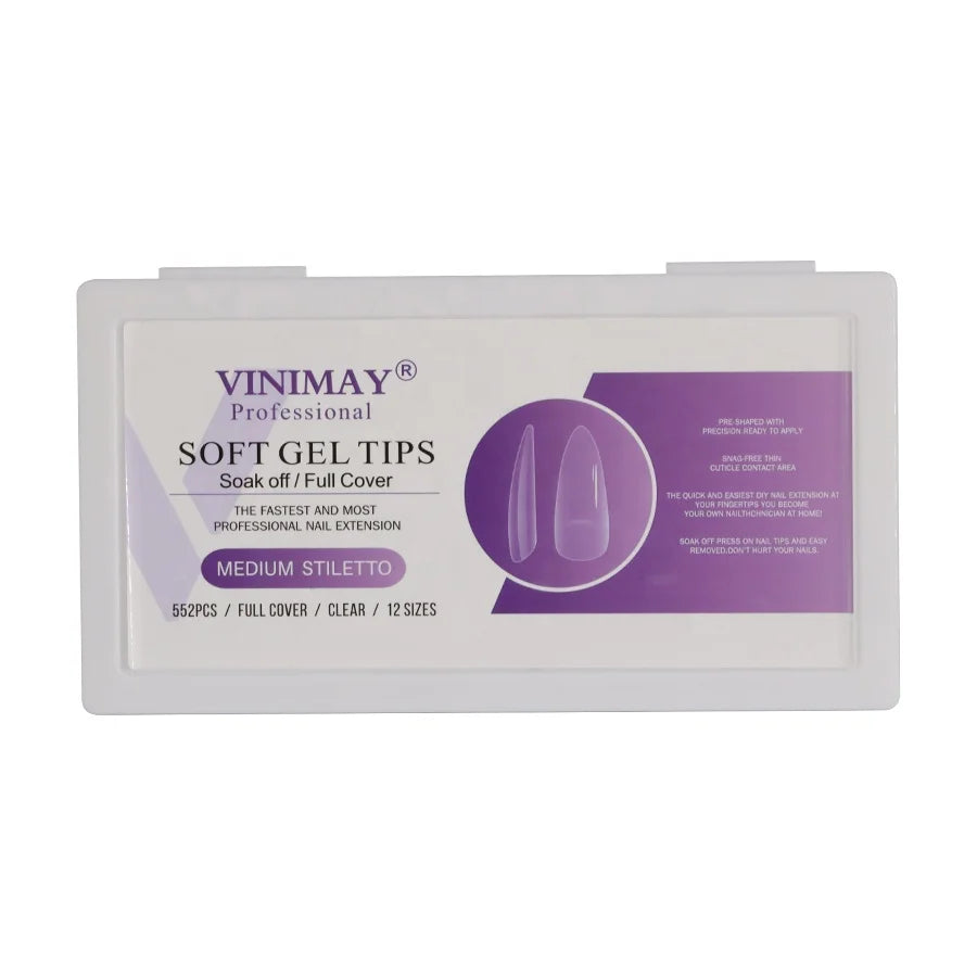 Vinimay Various Shapes Long Water Drop Square Circular Clear Gel X Nail Tips Cheap Durable Soft Gel Nail Tips Full Cover