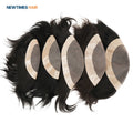 Newtimeshair Fine Mono with PU Lace Front Hair System Mens Indian Hair Natural Wave 6 Inches Toupee