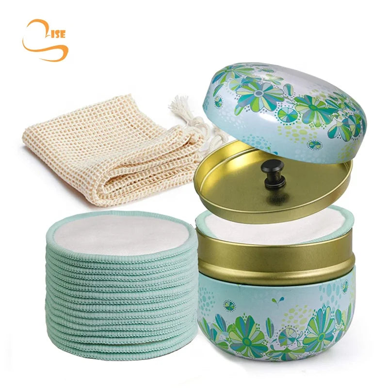 Chemical Free 8cm Soft Reusable Facial Cleansing Pads Set All Skin Types Organic Bamboo Cotton Makeup Remover Pads Bag Star