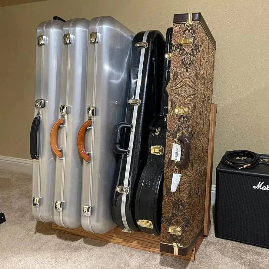 Multiple Guitar Stand Holder with Felt Pad and Pick Slot Hardwood Guitar Rack with Support Pole for Bass&Electric