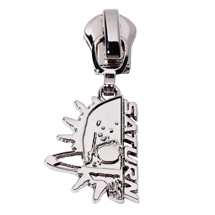 Custom Designer Clothing Zip Puller Branded Logos Zinc Alloy Bag Hardware Replaceable Head Zipper Charms for Shoes