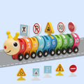 Traffic Sign Magnetic Building Blocks Small Train DIY TOY Desktop Preschool Early Education Wooden Kids Wholesale