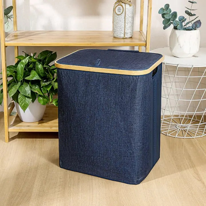 Decorative Laundry Basket  Bamboo  Laundry Hamper 60l  with Lid  for Home Storage Laundry Basket