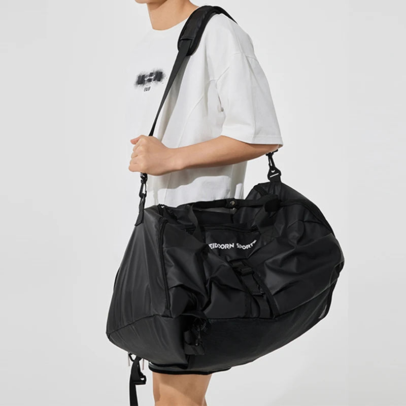Veidoorn Customizable PU Leather Sport Duffel Bag Big Capacity Logo Hiking Backpack for Camping and Multi-Purpose Use Durable