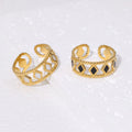 New 2026 Jewelry Wholesale Geometric Diamond Drop Oil-plated 18K Gold Open Stainless Steel Women's Ring