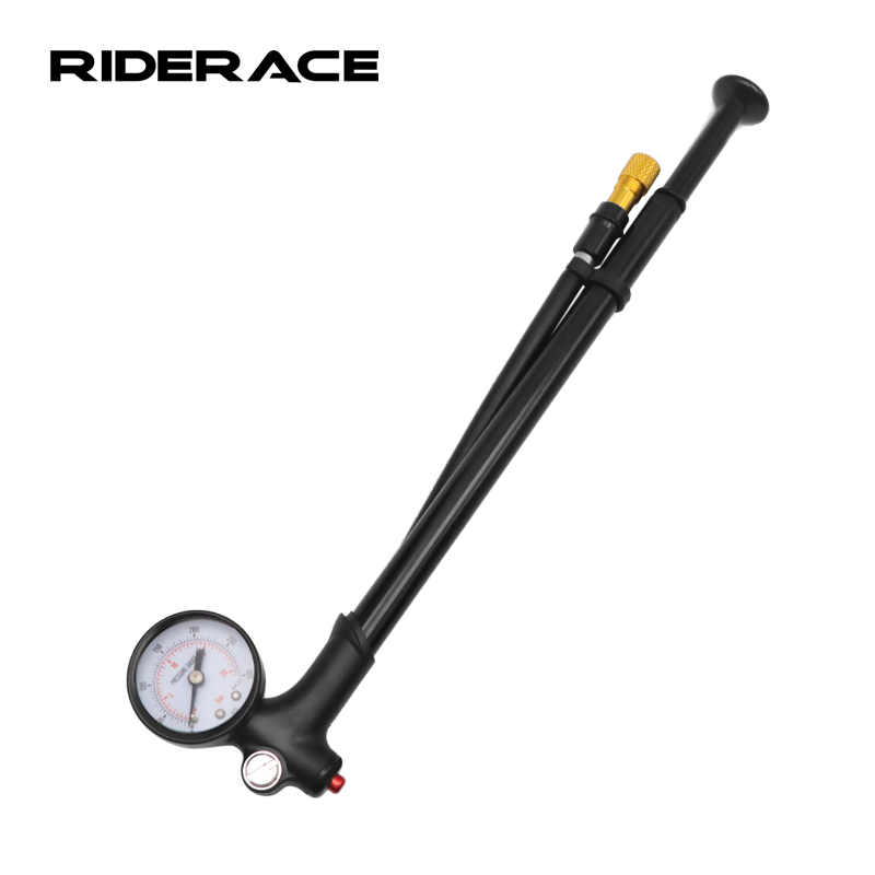 RIDERACE High-pressure Bike Air Pump Cycling Universal Foldable MTB Fork/Rear Suspension Pump With Gauge Bicycle Tire Inflator