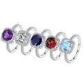 KH078R Abiding Fine Jewelry Custom Natural Gemstone Fashion 925 Sterling Silver Square Halo Ring Jewelry Women
