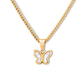Dainty Shell Butterfly Jewelry Necklace 18K Gold Plated Stainless Steel Cuban Chain Pendant Trendy Gift for Women