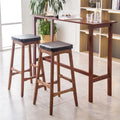 Wholesale Furniture Black Leather Seat Dining High Chair Wood Bar Stool for Dinning Room