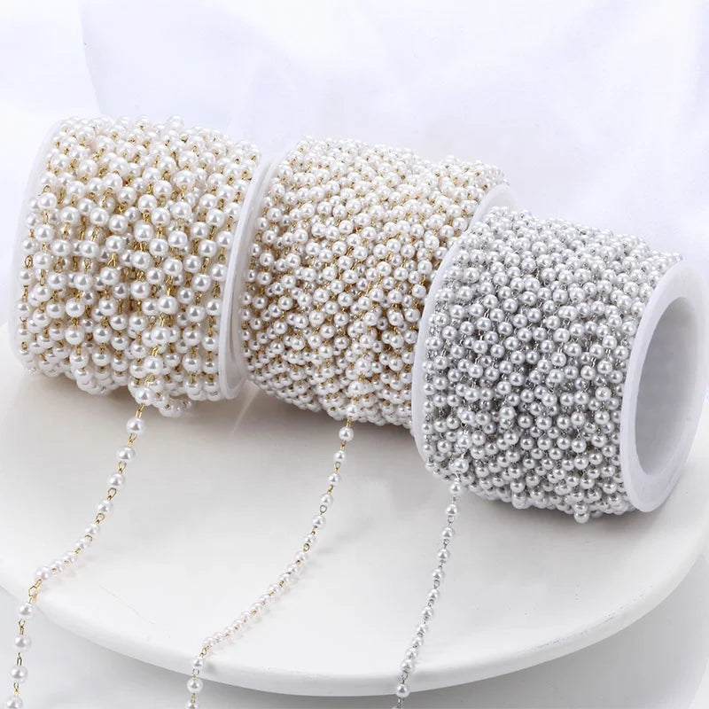 Stainless Steel Permanent Gold Plated Fine Jewelry Cuban Chain Imitation Pearl Necklace Jewelry Chains