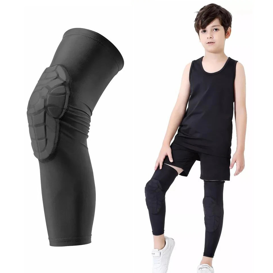 Crashproof Basketball Honeycomb Knee Pads for Kids Youth Long Leg Knee Sleeves Support Gear EVA