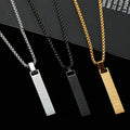 DAIHE 2025 New Roman Numeral Rectangular Bar Pendant Necklace Waterproof Stainless Steel Charm Necklace