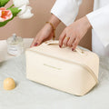 Accept Custom Logo Women's Large Capacity PU Makeup Bag Case Travel Wash Storage Bag Wide Open Zipper Bag