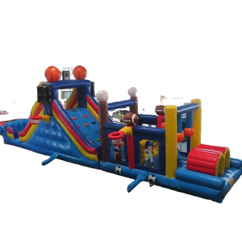 Football Baseball Basketball Soccer Sport Theme Commercial Inflatable Obstacle Course for Kids