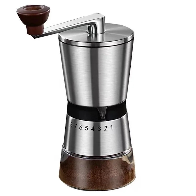Portable Eco-Friendly Wood Stainless Steel Manual Coffee Bean Grinder with Adjustable Setting Burr for Home Use