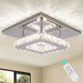 Nordic Modern Crystal LED Dimmable Chandelier Remote Controlled Flush Mount Ceiling Light for Living Room AC Power Source