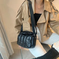 Luxury Space Shoulder Bags for Women Winter Crossbody Down Bag Designer Handbag Wide Shoulder Strap Messenger Pack