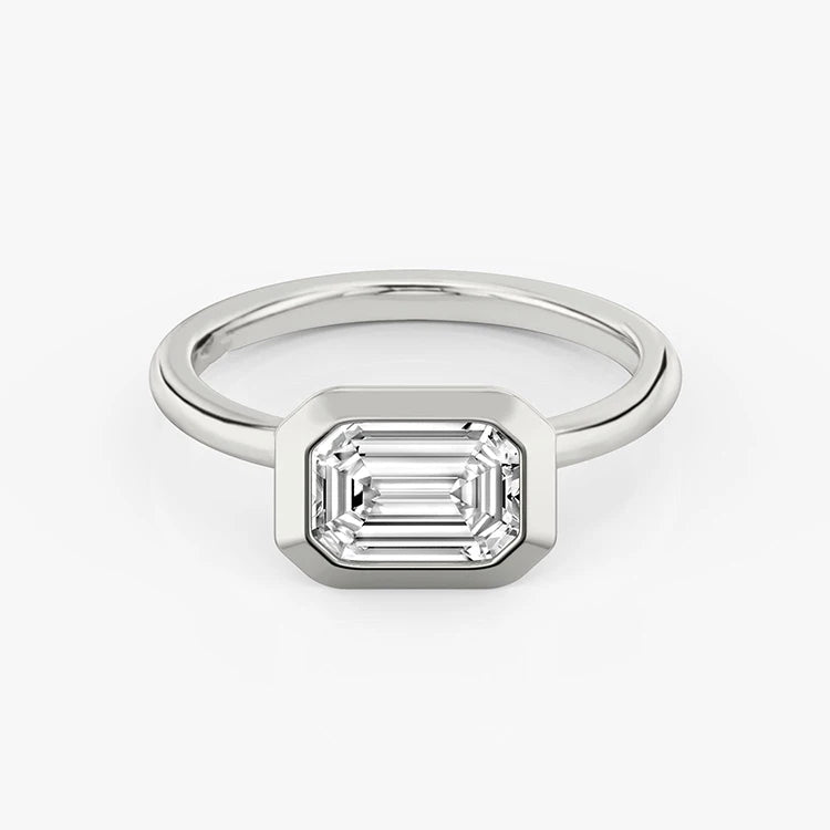 SGARIT Personalized Jewelry IGI Certified 14K White Gold VS D 1CT Emerald Cut Lab Grown Diamond Ladies Wedding Ring