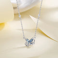 BASQUESUN Ice Blue butterfly Light Luxury Ins Style Copper Inlaid Blue Zircon Pendant with Fresh Temperament Collarbone Necklace