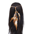 Shell Feather Hairband Bohemian Leather Rope Feather Headbands Wood Beads Bohemian Hair Accessories