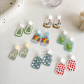 2022 New Arrival Spring Flower Leaves Transparent Acrylic Red Heart Earrings Acetic Acid Earrings for Women