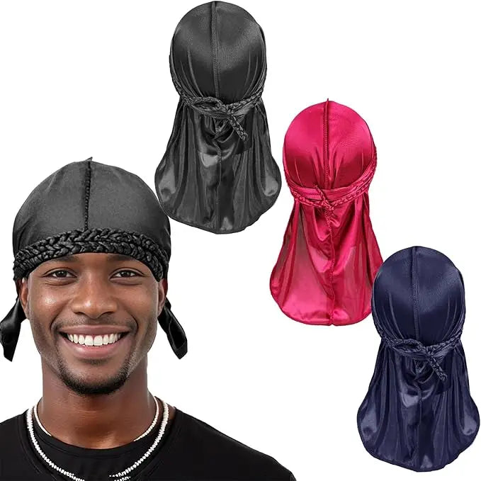 Custom Logo Summer Durag for Braids Men Silky Breathable Hip Hop Bandana Outdoor Sports Fashion Headwear Satin Doo Rag Headscarf