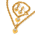 Hot Selling Jewelry Set Stainless Steel OT Clasp Good Quality Zircon Gold Plate Link Chain Crystal love Heart Pendant Necklace