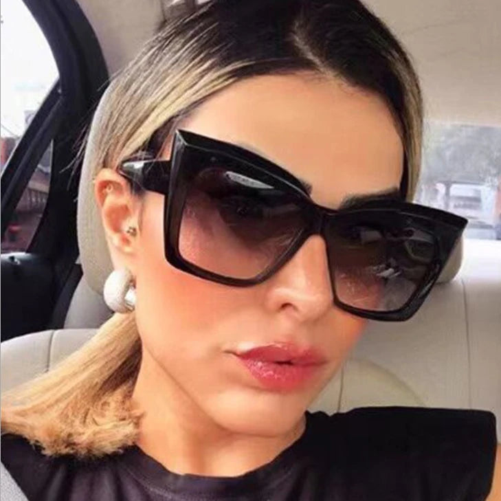 Sunway Eyewear Manufactured Manufacturer Cat Eye Sun Glasses Big Frame Fashion Plastic Women Sunglasses