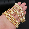 Hip Hop Jewelry Direct Wholesale 12mm 18K Gold Plated Brass AAAAA Baguette CZ Diamond Iced Out Cuban Link Chain Necklace