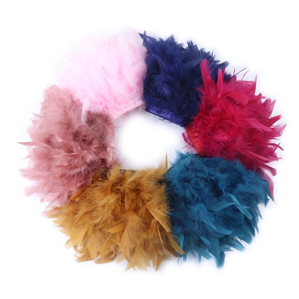 HFour Wholesale 43 Colors 10-15cm DIY 3D Feather Skirt Decorative Border Loose Flatback Rhinestones Plastic Sew-on Technique
