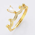 S925 Sterling Silver Adjustable Crown Woman Ring in Bulk Moonstone Crown Ring for Women