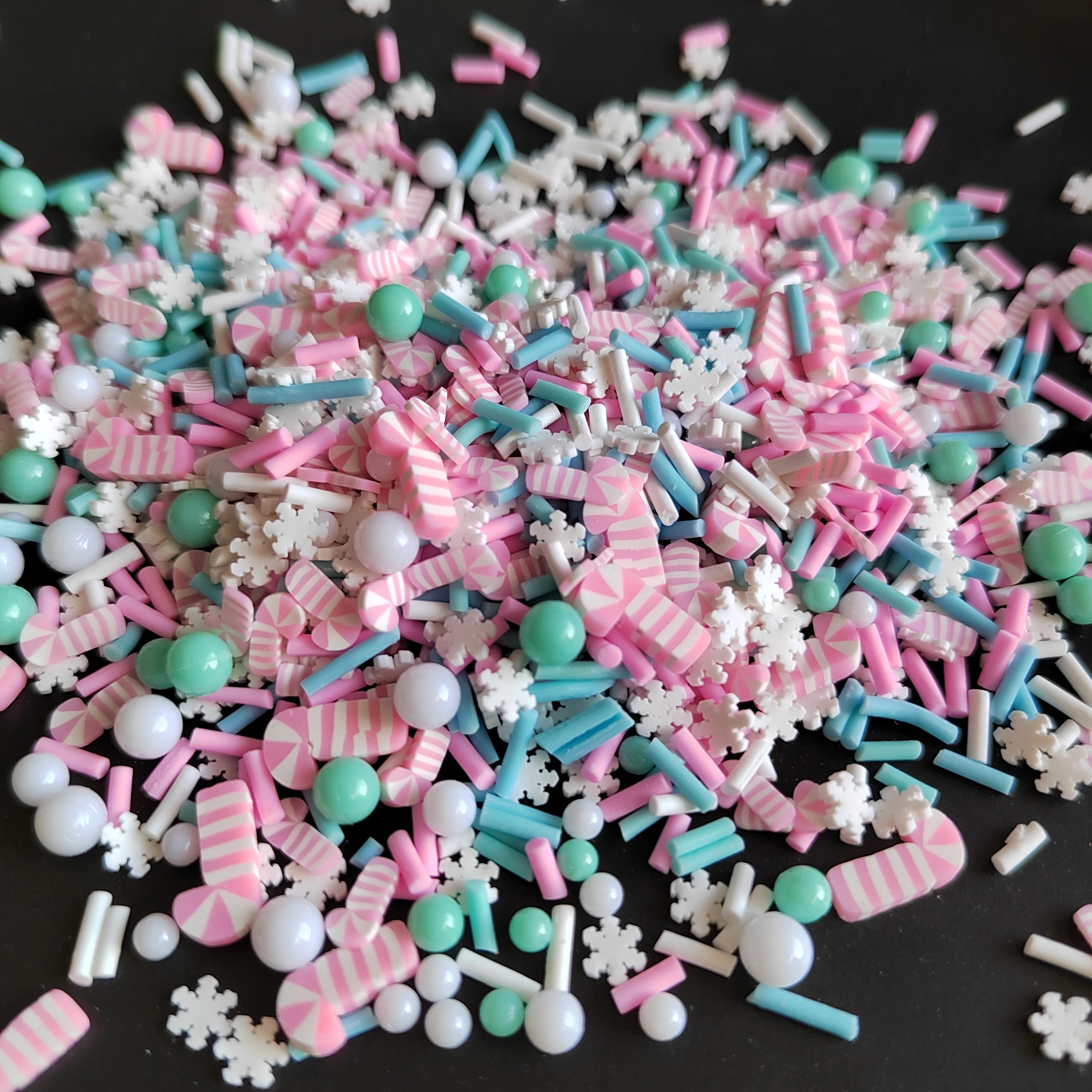 Winter Tumbler Confetti Sprinkles White Blue Winter Wonderland with Themed Polymer Clay Sprinkle Mix