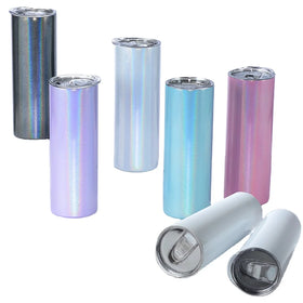 20oz Straight Stainless Water Bottles Glitter Skinny Sublimation Blanks Rainbow Skinny Sublimation Tumbler