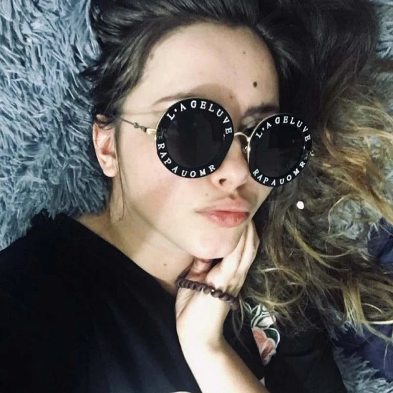 Kenbo 2020 Classic Retro round Lens Sunglasses for Men Women White Metal Frame with Letter Printing Fashionable Eyewear Vendor