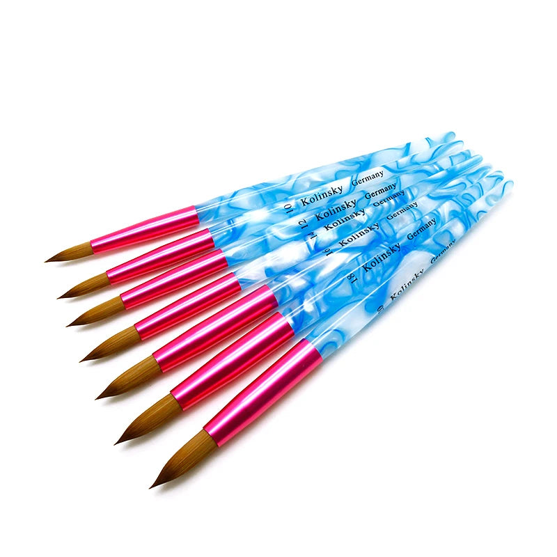 100% Pure Kolinsky Acrylic Nail Brush Popular Wave Design Acrylic Handle Nail Brush #20 Germany Professional Nail Acrylic Brush