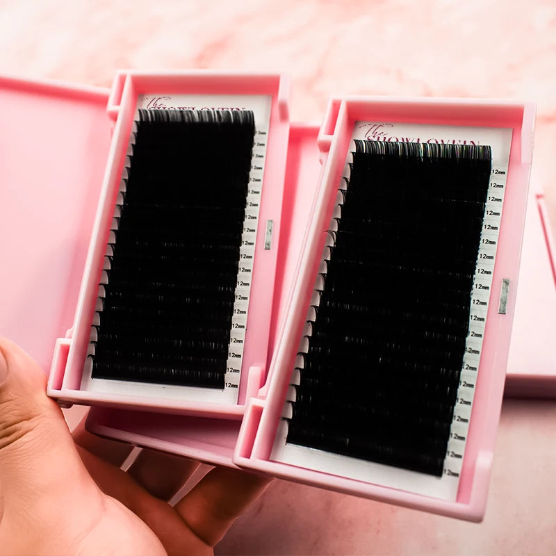 Matte Dark Black Volume Lash Extensions Trays 0.03 0.05 0.07mm C CC D DD Curl Cashmere Lash Extensions