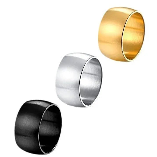 Hot Selling 12mm Wide Smooth Stainless Steel Ring Hip-hop Punk Men's Ring Trend Wholesale