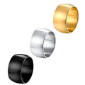 Hot Selling 12mm Wide Smooth Stainless Steel Ring Hip-hop Punk Men's Ring Trend Wholesale MegaBDM