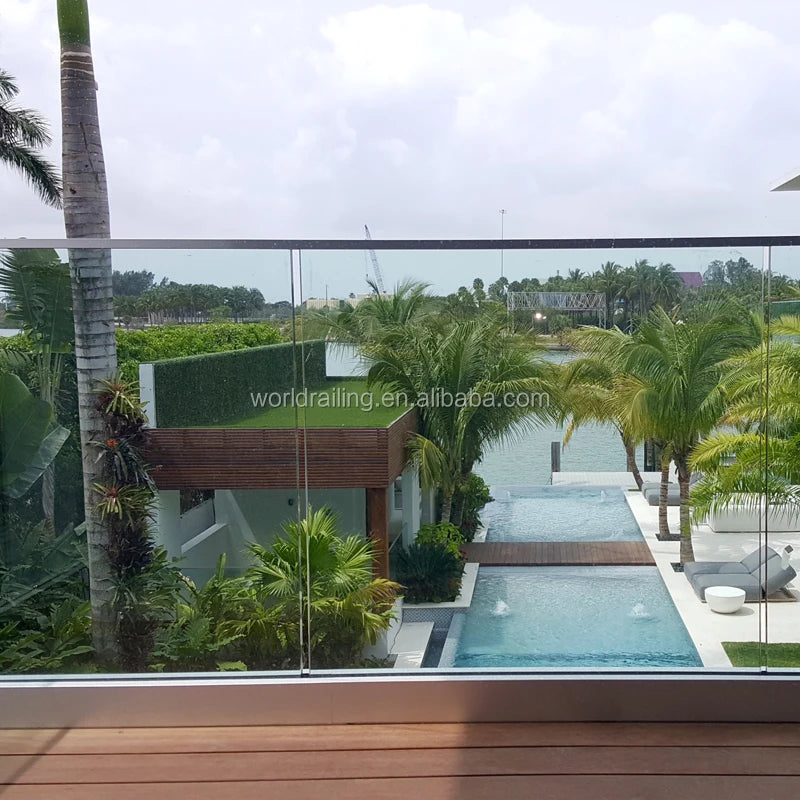 YL METAL New Design Frameless Glass Railing Top Mounted Aluminum  U Channel Railing Balustrade