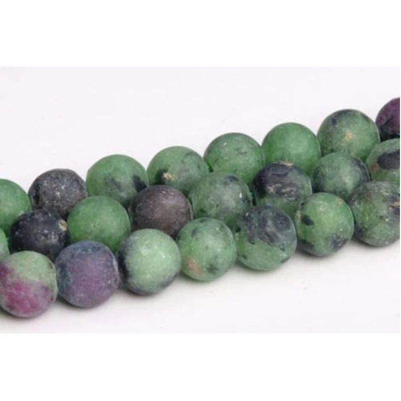 Wholesale Matte Frosted Ruby Zoisite for Jewelry Craft Making Ruby Zoisite Gemstone Round Loose Beads 15.5"